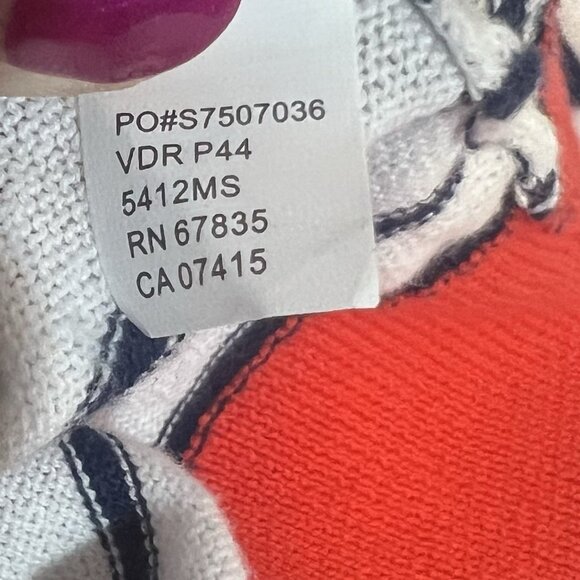 Nautica Women’s Sweater 100% Cotton Striped Size Large Red Coastal Sea Boat - Picture 8 of 8
